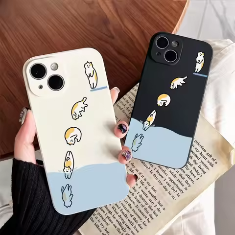 For iQOO Neo10 Neo9 Neo8 Neo7 Neo 6 5 SE 5S 3 Neo Pro Plus Phone Case Funny Diving Cat Cute Cartoon 