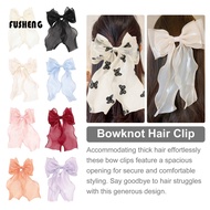 [FS] 3Pcs Large Bowknot Hair Clip Tulle Mesh Bow Oversized Long Tail Ribbon Bow with Metal Barrette 