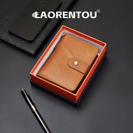 LAORENTOU Men's Wallets Bovine Leather Bifold Wallets with Zipper Coin Pocket Casual Men