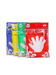100入/包厚pe廚房一次性手套,適用於美容、燒烤、家庭清潔與衛生、家用薄膜五指手套