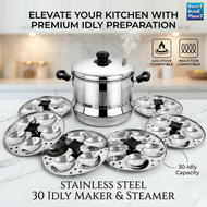 Premium Stainless Steel 6 Tray 30 Idly Maker Idli Steamer Pot | Gas Stove & Induction Compatible | H