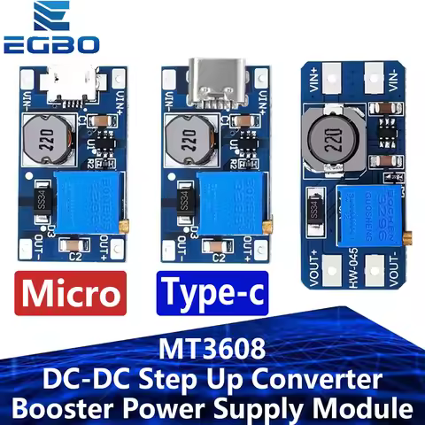 5PCS EGBO MT3608 DC-DC Step Up Converter Booster Power Supply Module Boost Step-up Board MAX output 