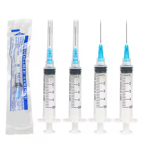 100Pcs 5ml Sterile Luer Lock Syringe With 23G 1inch Needle individually Packed for Scientific Labs, 