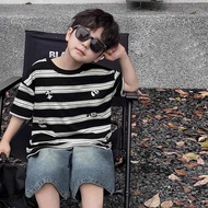 2026 Boys Short-Sleeved t-Shirt New Style Children Striped Printed Round Neck Summer Clothes Boys Co
