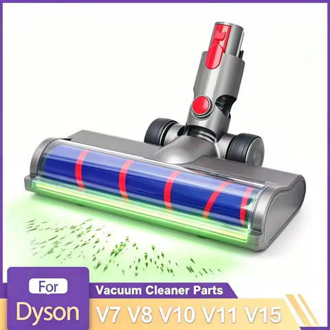 Green Light Dust Detection Fluffy Head, Soft Roller Vacuum Attachment for Dyson V7 V8 V10 V11 V15 Re