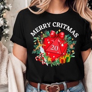 T-Shirt Krismas "Merry Critmas" D20 Dice | Unisex 100% Cotton S-5XL | Pakaian Kasual Perayaan