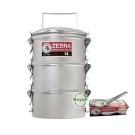 ZEBRA 304 STAINLESS STEEL SMART LOCK FOOD CARRIER/ TIFFIN CARRIER 14CM X 3 TIERS