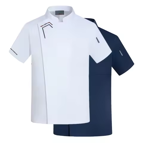 Kitchen Cook Uniform Catering Cooking White Overalls Hotel Chef T-shirt Baker Work Jacket Restaurant