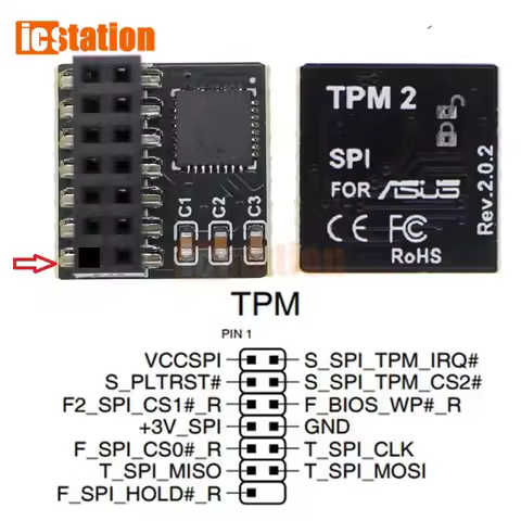 TPM Module TPM 2.0 Module 14Pin SPI TPM 2.0 Encryption Security Module LPC Interface 14Pin TPM2.0 Mo