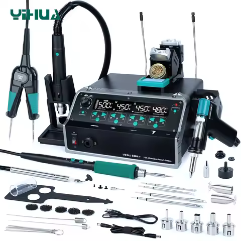 YIHUA 948D-IV Soldering Station 1410W 5 In 1 Hot Air Rework Tweezer Solder C245 Iron Vacuum Suction