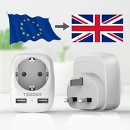 TESSAN Travel Adapter England Europe Plug With 2 USB (2.4A) Socket Adapter Travel Plug Power Adapter For UK Ireland Wall R