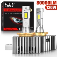80000LM D3S LED Headlights Canbus D1S D2S D4S D5S D8S D1R D2R D3R D4R D5R D8R 120W Turbo LED 5070 CS