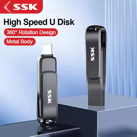 SSK Dual USB Flash Drive 256GB USB 3.2 Thumb Drive with USB Type-C and USB A USB Memory Stick for Sm