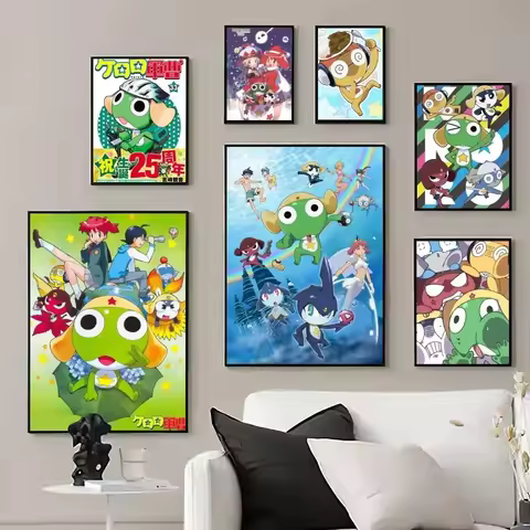 Whimsical Keroro Gunsou Frog Cartoon Poster Prints Playful Wall Art for Living Room Decor Perfect fo