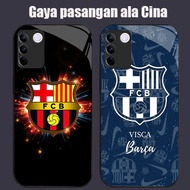 DK-62 FC Barcelona logo Casing GLASS soft frame black vivo v23e Y200 V29 Y200E V27E V27 T3 V29E Y100