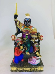 YMS 古彩樟木正金 流氓太子 哪吒三太子 哪吒 太子 中坛元帅 降鬼将军 金身 神像 12寸 16寸 19寸 香樟木 香樟木神像 Liu Mang Tai Zi Statue