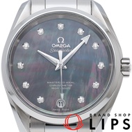 歐米茄海馬系列Aqua Terra 150米同軸潛水錶，38.5毫米錶徑，11顆鑽石鑲嵌，珍珠貝母錶殼，天文台認證，型號231.10.39.21.57.001，附原廠錶盒和保固卡，不鏽鋼錶殼，男士錶，
