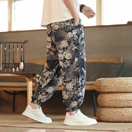 Casual Printed Thin Chinese Style Loose Thai Elephant Wide-Leg Ice Silk Beach Pants Bloomers/3.30 a