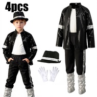 Kids Boys Cosplay 70s 80s Pop Rock Superstar Costume Moonwalk Retro Clothes for Halloween Stage Perf