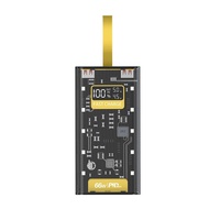 3C certified, super-fast charging transparent power bank with built-in cable, 10000mAh portable powe