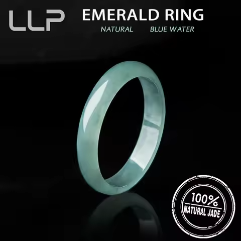 Genuine Natural A Goods Jade Blue Water Ring Fashion Charm Women Ice Jade Ring Jewelry Festival Gift