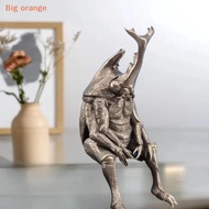 [Big orange] Antique Brass Realistic Beetle Sculpture Dual Horned Beetle Figurine With Intricate Det