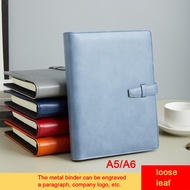 (Can Engrave Logo) A5/A6 loose-leaf student notebooks, business leather notepad, meeting minutes rec