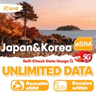 iCard eSIM_Japan & Korea 3-30 Days Unlimited Data| Korea eSIM| Japan eSIM| Can top up reuse