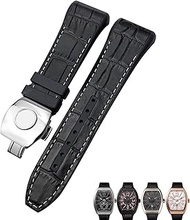GANYUU For Franck Muller Watch Band 28mm Cowhide Silicone Watch Strap Nylon Rubber Folding Buckle Wa