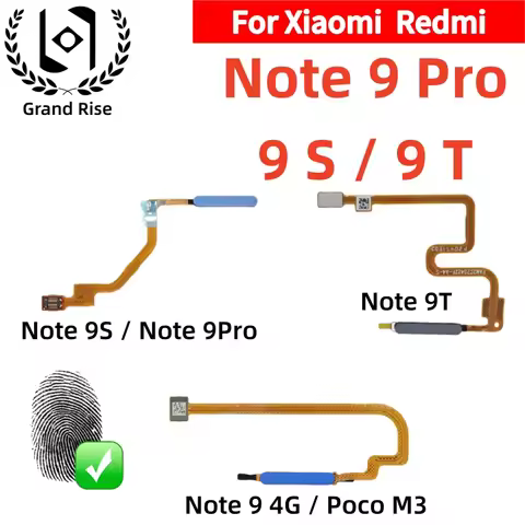 For Xiaomi Note9S Note 9T PocoM3 Note 9Pro 4G Home Back Side Power Button Touch ID Finger Scanner Fi