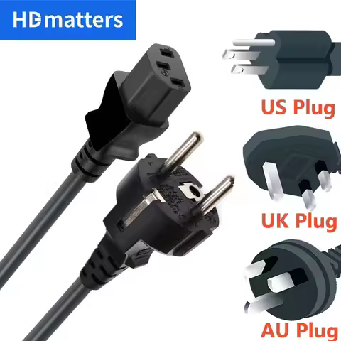 EU Power Cord CEE 7/7 SCHUKO US EU UK AU Mains Power Cable to IEC 60320 C13 European AC Power Lead f