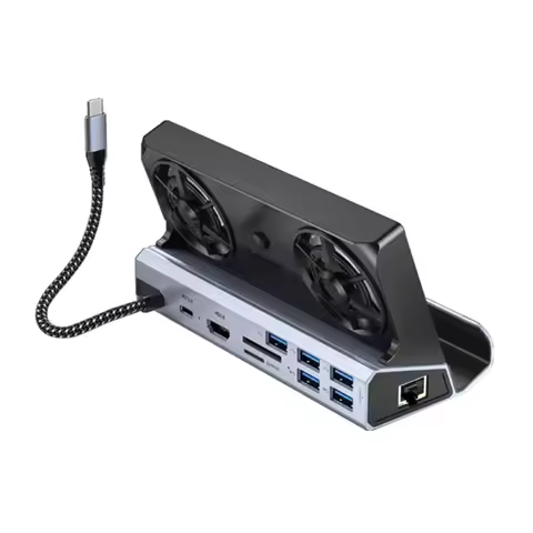 SHUOMENG 10-In-1 Docking Station HUB For Steam Deck OLED& ROG Ally X & Legion Go Dual Cooling Fan 4K