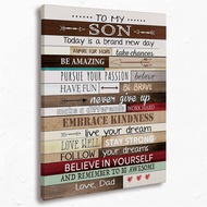 To My Son Canvas Wall Art Prints,Inspirational Saying For Son From Dad Paintings Prints,11x14 inches