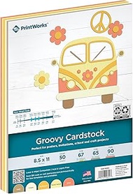 PrintWorks Groovy Cardstock Paper 8.5" x 11" - 50 Sheets - 5 Assorted Kraft & Warm Colors - Ideal fo
