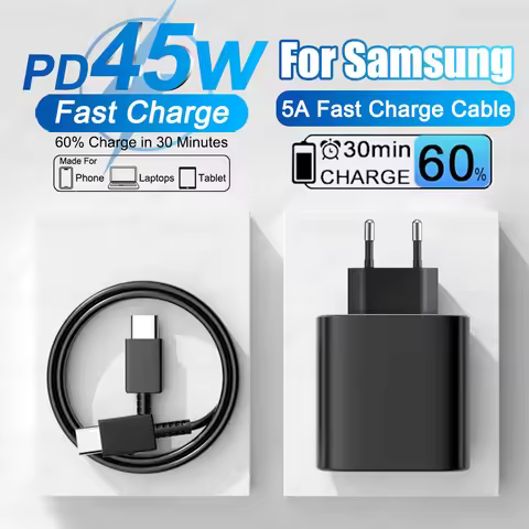 For Samsung 45W Fast Charger For Samsung Galaxy S25 S23 S22 S24 Ultra Plus A54 A35 A55 5G USB Type C