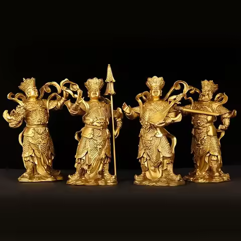 4pc/set Fengshui Copper Chinese The Four Heavenly Kings Statue Home Buddha Hall Buddha Decor