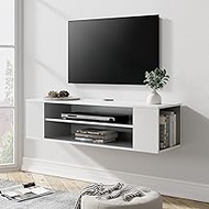 WAMPAT White Floating TV Stand Wall Mounted Shelf Entertainment Center Media Console Storage TV Cabinet Hutch Under TV Desk Over Fireplace for Living Room,White,39 Inch