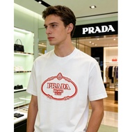T-Shirt Lelaki dan Wanita Prada/Prada, T-Shirt Bercetak, T-Shirt Kasual, T-Shirt Leher Bulat, T-Shir