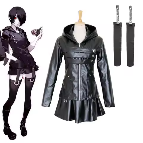 Tokyo Ghoul Kirishima Touka Cosplay Costume Black Faux Leather Outfit Anime Role Play Suit Halloween