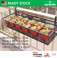 AgroBuddy Single Layer Rectangular Balcony Iron Flower Hanging Rack Shelf / Rak Besi Gantung Pasu Bunga  阳台悬挂式方形单层栏杆花架