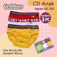 3 pcs - CD Agree Kids AG200 Mika Children's Underwear Agree AG 200 Boys Rubber Boxer
