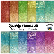 12 Sheets Sparkly Papers 1 by byte studio | Cardstock Craft Paper Junk Journal Stationery