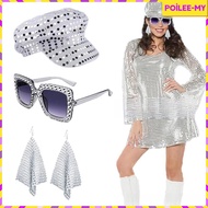 [PoileeMY] 70S Disco Hat Set Disco Costume Set for Fancy Dress Birthday