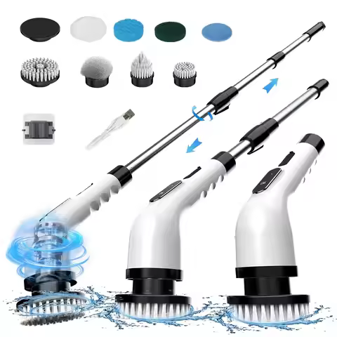 9-in-1 Electric Spin Scrubber Cordless Rechargeable with 9 Heads, Multipurpose Brush for Bathroom Ki