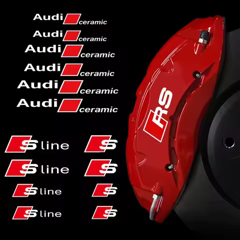 Car Wheel Calipers Badge Sticker for Audi Sline Quattro RS A3 S3 A7 A1 B5 Q2 A6 Q5 B8 TT 80 Q3 A5 B7