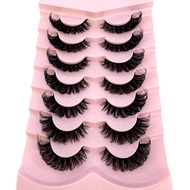 HBZGTLAD 7 Pairs Fluffy Eyelashes 8D Volume False Lashes Russian Strip Lashes Extensions Thick Soft 