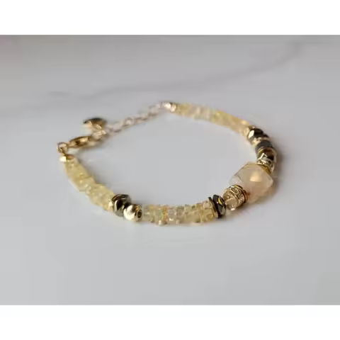Citrine Stone Bracelet For Women Fine Citrine Stone Jewelry Citrine Pyrite Bead Bracelet