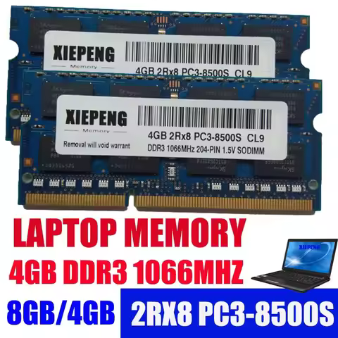 Laptop Memory 4GB 2Rx8 PC3-8500S RAM DDR3 8G1066 MHzpc3 8500 for MacBook Pro MB990 MC207 MC374 MB471