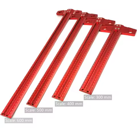 300/400/500/600mm Woodworking Square 1mm Per Hole Marking Guage Aluminum Alloy 90 Degree T Ruler Scr