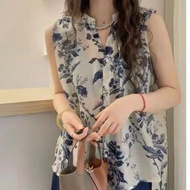 crush~Vintage Print V-Neck Women's Shirt Design Fashion